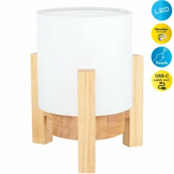 Näve Lampe de table LED Madita, hauteur 19 cm, Natur/blanc| Lampes À Poser Led|Lampes À Poser Et Lampes De Table