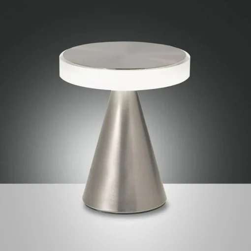 Fabas Luce Lampe de table LED Neutra, hauteur 20 cm, nickel, variateur d'intensité| Lampes À Poser Led|Lampes À Poser Et Lampes De Table