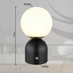 Globo Lampe de table LED rechargeable Julsy, noir, hauteur 21 cm, métal, CCT| Lampes À Poser Led|Lampes À Poser Et Lampes De Table