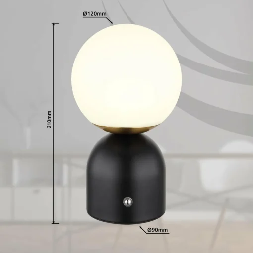 Globo Lampe de table LED rechargeable Julsy, noir, hauteur 21 cm, métal, CCT| Lampes À Poser Led|Lampes À Poser Et Lampes De Table