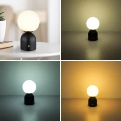 Globo Lampe de table LED rechargeable Julsy, noir, hauteur 21 cm, métal, CCT| Lampes À Poser Led|Lampes À Poser Et Lampes De Table