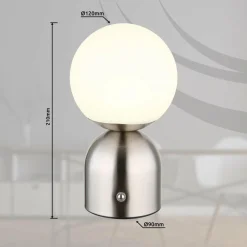 Globo Lampe de table LED rechargeable Julsy, couleur nickel, hauteur 21 cm, CCT| Lampes À Poser Led|Lampes À Poser Et Lampes De Table