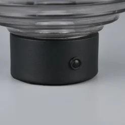 Reality Leuchten Lampe de table LED rechargeable Earl, noir/fumée, hauteur 14,5 cm, verre| Lampes À Poser Led|Lampes À Poser Et Lampes De Table