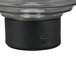 Reality Leuchten Lampe de table LED rechargeable Earl, noir/fumée, hauteur 14,5 cm, verre| Lampes À Poser Led|Lampes À Poser Et Lampes De Table