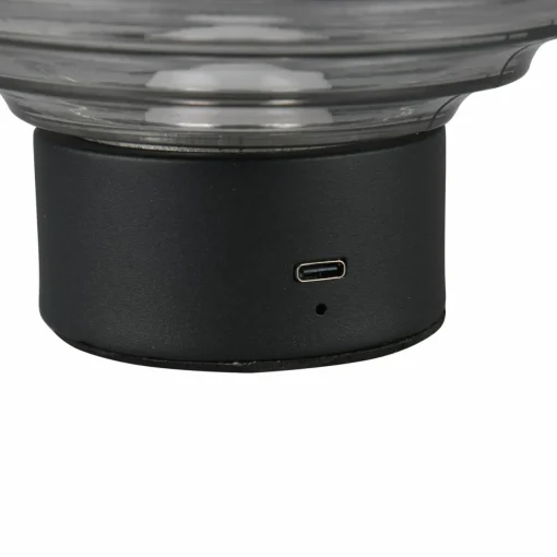 Reality Leuchten Lampe de table LED rechargeable Earl, noir/fumée, hauteur 14,5 cm, verre| Lampes À Poser Led|Lampes À Poser Et Lampes De Table