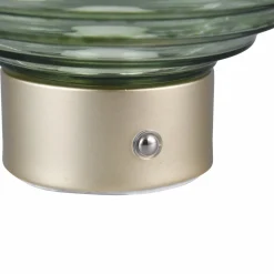Reality Leuchten Lampe de table LED rechargeable Earl, laiton/vert, hauteur 14,5 cm, verre| Lampes À Poser Led|Lampes À Poser Et Lampes De Table