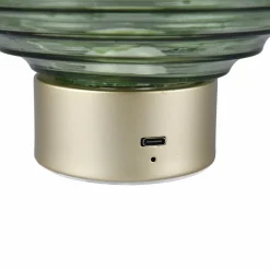 Reality Leuchten Lampe de table LED rechargeable Earl, laiton/vert, hauteur 14,5 cm, verre| Lampes À Poser Led|Lampes À Poser Et Lampes De Table