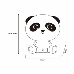 Lucide Lampe de table pour enfants Dodo Panda, noir/blanc, intensité variable, ABS| Lampes À Poser Led|Lampes À Poser Et Lampes De Table