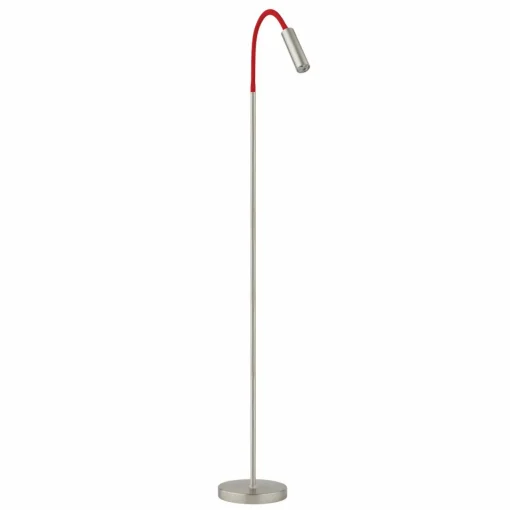 Busch Lampe pied LED Rocco, nickel mat bras flex rouge| Lampadaires Led|Lampadaires