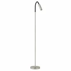 Busch Lampe pied LED Rocco, nickel mat bras flex noir| Lampadaires Led|Lampadaires