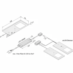 Hera Lampe sous meuble LED Eco-Pad F par 2, 3000K alu| Luminaires Led D'Intérieur