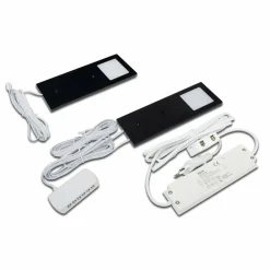 Hera Lampe sous meuble LED Eco-Pad F par 2, 3000K noir| Luminaires Led D'Intérieur