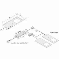 Hera Lampe sous meuble LED Eco-Pad F par 2, 3000K noir| Luminaires Led D'Intérieur