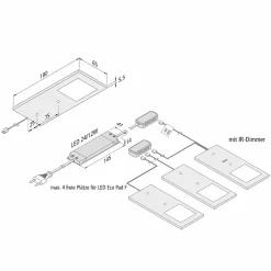 Hera Lampe sous meuble LED Eco-Pad F par 3, 4000K alu| Luminaires Led D'Intérieur