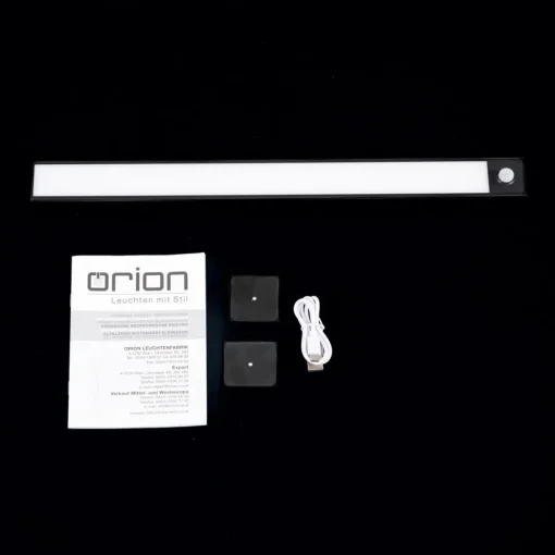 ORION Lampe sous meuble LED Norman, noir, batterie, capteur, USB| Luminaires Led D'Intérieur