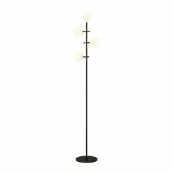Mantra Iluminación Lampe sur pied Cellar, fer, noir, verre, blanc, à 4 lampes| Lampadaires Led|Lampadaires