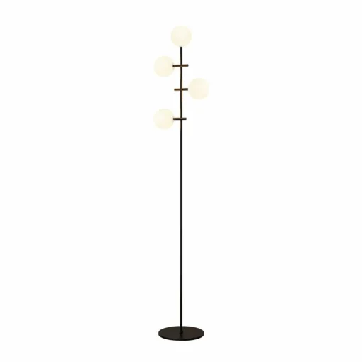 Mantra Iluminación Lampe sur pied Cellar, fer, noir, verre, blanc, à 4 lampes| Lampadaires Led|Lampadaires