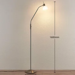 Lindby Lampe sur pied Gwendolin, couleur nickel, 1 lampe| Lampadaires Led|Lampadaires