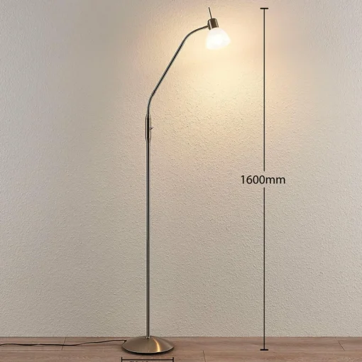 Lindby Lampe sur pied Gwendolin, couleur nickel, 1 lampe| Lampadaires Led|Lampadaires