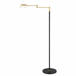 ORION Lampe sur pied LED Boston, dim tactile noir/laiton| Lampadaires Led|Lampadaires