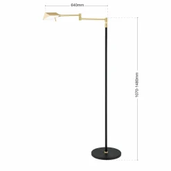 ORION Lampe sur pied LED Boston, dim tactile noir/laiton| Lampadaires Led|Lampadaires