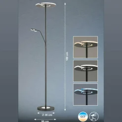 FISCHER & HONSEL Lampe sur pied LED Dent, noir, 180 cm, CCT, à 2 lampes| Lampadaires Led|Lampadaires
