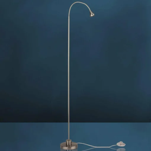 Busch Lampe sur pied LED Mini, bras flexible, nickel, 3.000K| Lampadaires Led|Lampadaires