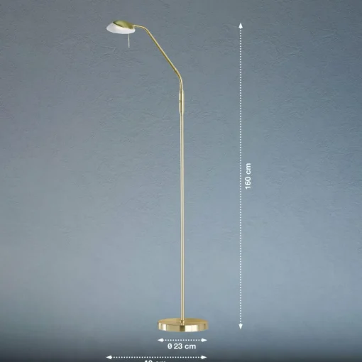 FISCHER & HONSEL Lampe sur pied LED Pool, couleur laiton, hauteur 160 cm, métal, CCT| Lampadaires Led|Lampadaires
