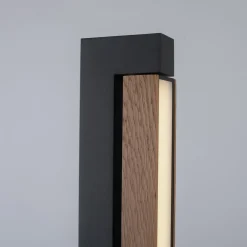 PURE Lampe sur pied LED Lines, noir, bois, télécommande, 140 cm| Lampadaires Led|Lampadaires