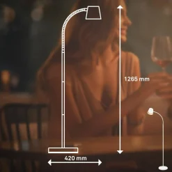 Briloner Lampe sur pied LED rechargeable Cielo, blanc, variateur tactile, câble USB| Lampadaires Led|Lampadaires