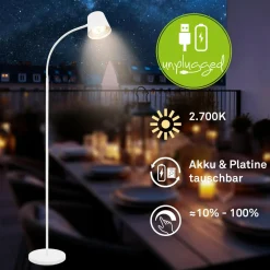 Briloner Lampe sur pied LED rechargeable Cielo, blanc, variateur tactile, câble USB| Lampadaires Led|Lampadaires