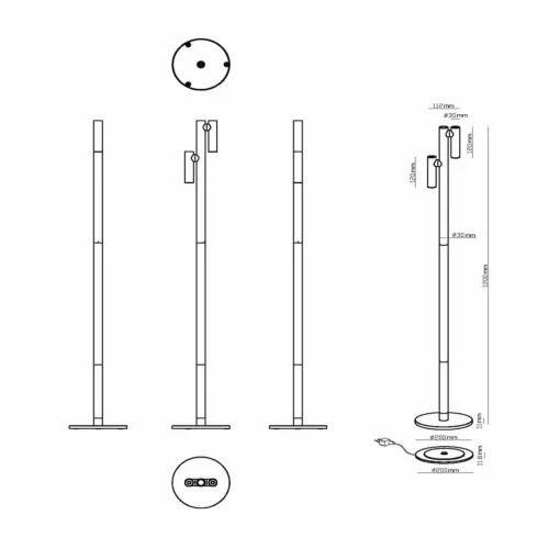 Lucide Lampe sur pied LED rechargeable Antrim, noir, à 2 lampes, IP54, intensité| Lampadaires Led|Lampadaires