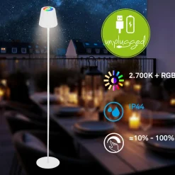 Briloner Lampe sur pied LED rechargeable Coloris, blanc, RVB, variateur| Lampadaires Led|Lampadaires