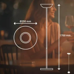 Briloner Lampe sur pied LED rechargeable Estate, blanc, variateur tactile, câble USB| Lampadaires Led|Lampadaires