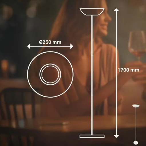 Briloner Lampe sur pied LED rechargeable Estate, blanc, variateur tactile, câble USB| Lampadaires Led|Lampadaires