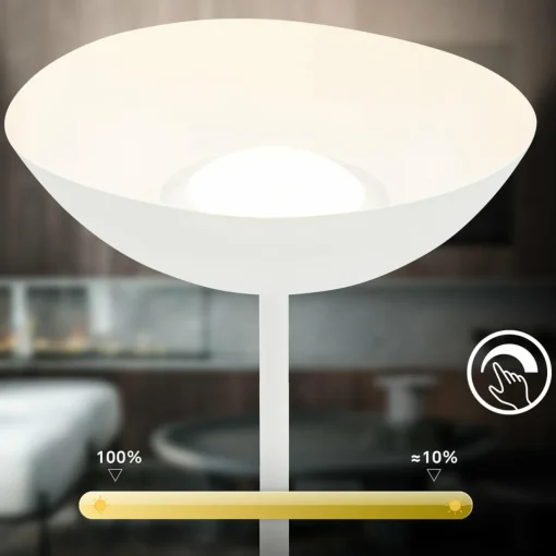 Briloner Lampe sur pied LED rechargeable Estate, blanc, variateur tactile, câble USB| Lampadaires Led|Lampadaires