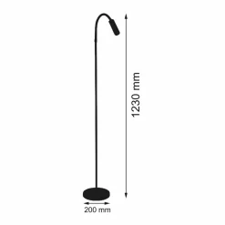 Busch Lampe sur pied LED Rocco, chromée bras flex noir| Lampadaires Led|Lampadaires