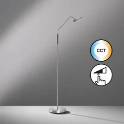 FISCHER & HONSEL Lampe sur pied LED Tallri, couleur nickel, hauteur 135 cm, CCT| Lampadaires Led|Lampadaires