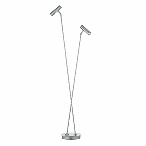 HELL Lampe sur pied LED Tom Pro, nickel mat, à 2 lampes, CCT, variateur d'intensité| Lampadaires Led|Lampadaires