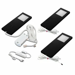 Hera LED sous meuble Slim-Pad F par 3 4 000 K noire| Luminaires Led D'Intérieur
