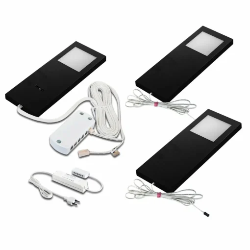 Hera LED sous meuble Slim-Pad F par 3 4 000 K noire| Luminaires Led D'Intérieur