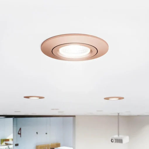 Sigor LED Spot à encastrer au plafond Diled, Ø 8,5 cm, 6 W, Dim-To-Warm, rosé| Spots Encastrés Led|Luminaires Led D'Intérieur