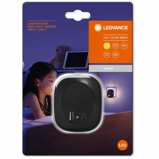 LEDVANCE Lunetta Edge veilleuse à prise noire| Luminaires Led D'Intérieur