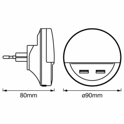 LEDVANCE Lunetta USB veilleuse LED avec port USB| Appliques Murales Led|Appliques Murales