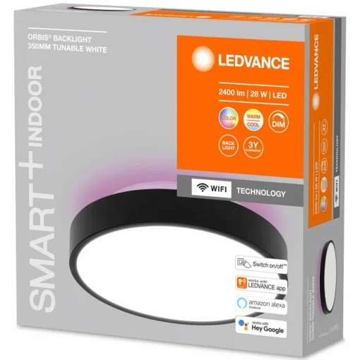 LEDVANCE SMART+ WiFi Orbis Backlight noir Ø35cm| Plafonniers Led|Plafonniers