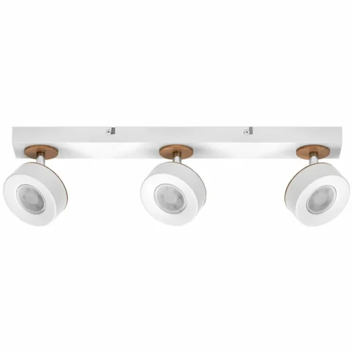 LEDVANCE Spot pour plafond LED Pluto, acier, bois, 3 lampes, blanc| Spots Et Projecteurs Led|Spots