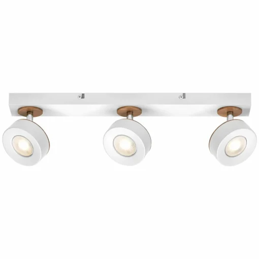 LEDVANCE Spot pour plafond LED Pluto, acier, bois, 3 lampes, blanc| Spots Et Projecteurs Led|Spots