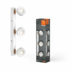 LEDVANCE Spot pour plafond LED Pluto, acier, bois, 3 lampes, blanc| Spots Et Projecteurs Led|Spots