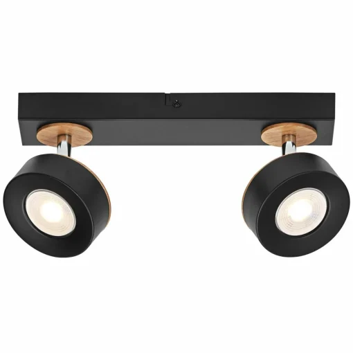 LEDVANCE Spot pour plafond LED Pluto, acier, bois, à 2 lampes, noir| Spots Et Projecteurs Led|Spots