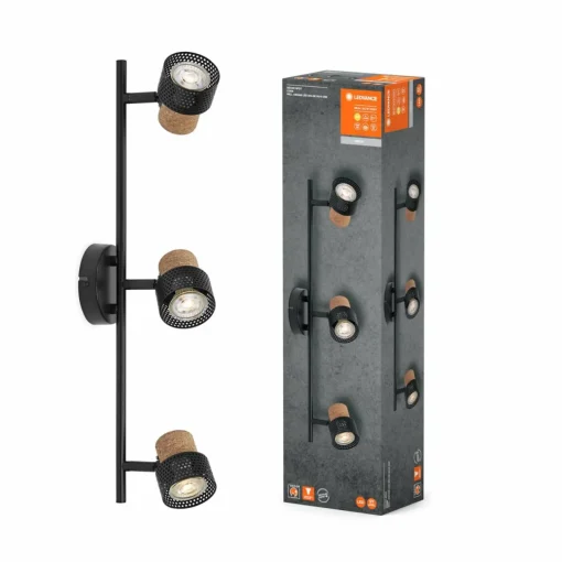 LEDVANCE Spot pour plafond LED Cork, GU10, à 3 lampes, long, noir| Spots Et Projecteurs Led|Spots